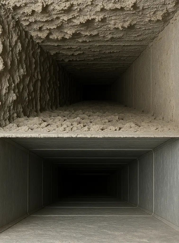 Before and after duct cleaning in La Marque Texas home