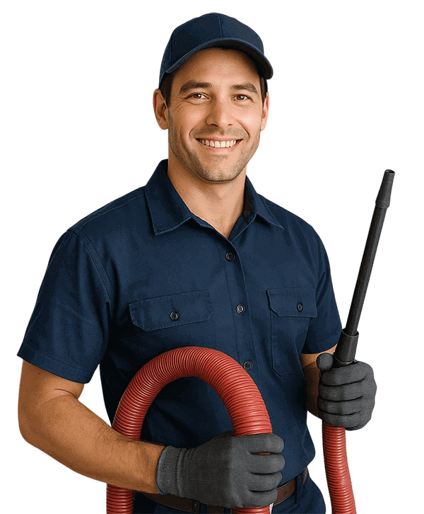La Marque TX Air Ducts Cleaning technician with HVAC equipment
